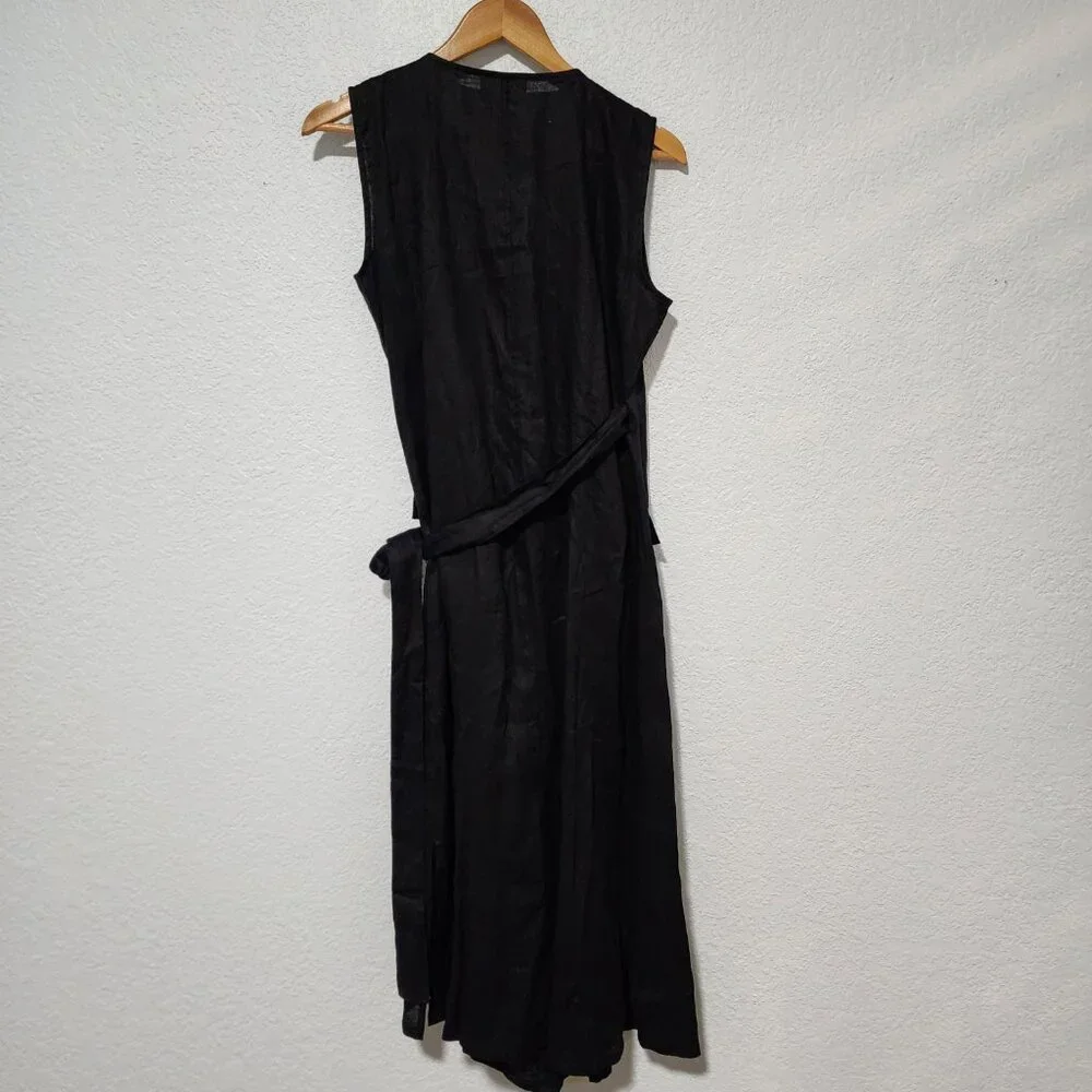 LUXMII Safari Black Wrap Linen Dress Size Medium Sustainably and Ethically Made - Picture 5 of 11